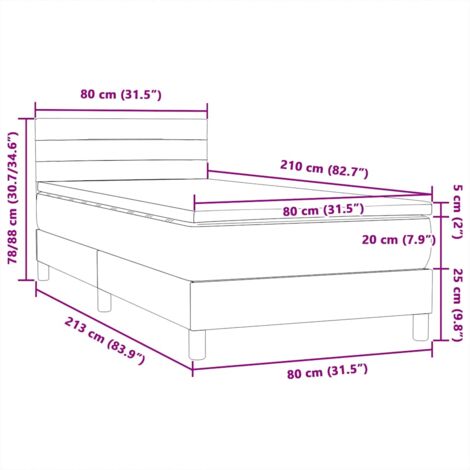Box Spring Bed with Mattress Light Grey 80x210 cm Velvet vidaXL