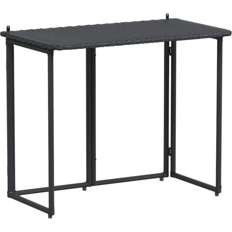 Folding Garden Table Black 90x51x75 cm Poly Rattan vidaXL (1/5)