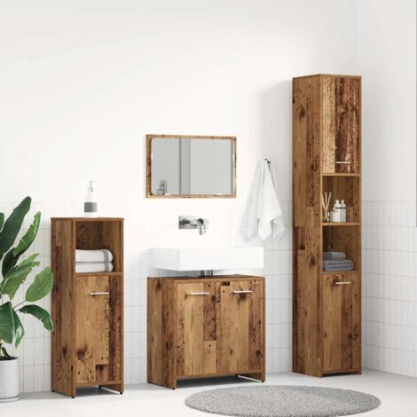 4 Piece Bathroom Furniture Set Old Wood Engineered Wood vidaXL