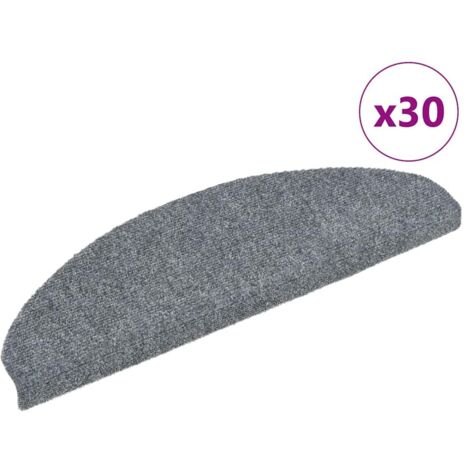 Stair Mats Self-adhesive 30 pcs 65x21x4 cm Light Grey Half Round Large vidaXL