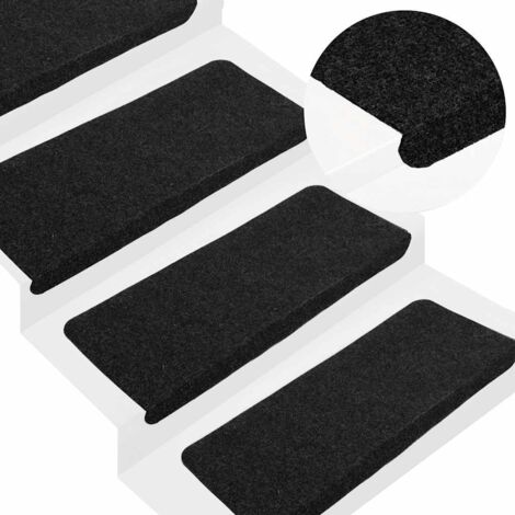 Stair Mats Self-adhesive 30 pcs Black 65x24.5x3.5 cm vidaXL