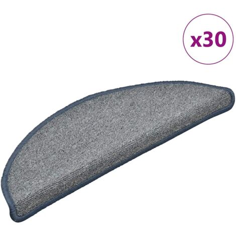 Stair Mats 30 pcs 56x17x3 cm Light Grey and Blue Half Round vidaXL