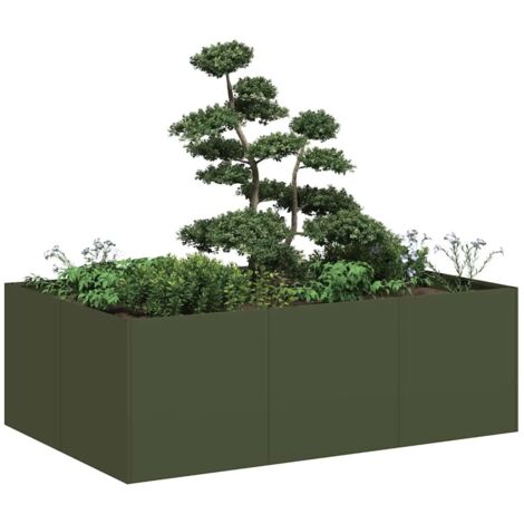 Planter Olive Green 120x80x40 cm Steel vidaXL (1/5)