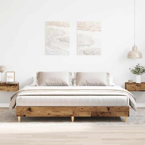 Bed Frame without Mattress Old Wood 160x200cm Engineered Wood vidaXL (1/5)