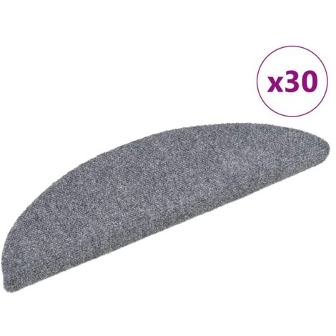 Stair Mats Self-adhesive 30 pcs 56x17x3 cm Light Grey Half Round vidaXL