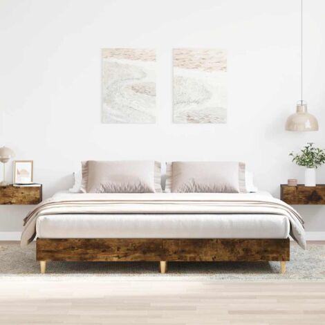 Bed Frame without Mattress Smoked Oak 160x200cm Engineered Wood vidaXL (1/5)