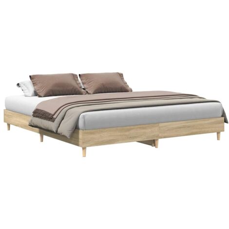 Bed Frame without Mattress Sonoma Oak 180x200cm Engineered Wood vidaXL (1/5)