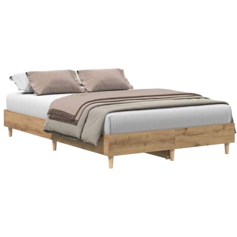 vidaXL Bed Frame No Mattress Artisan Oak 140x190 cm Engineered Wood (1/5)