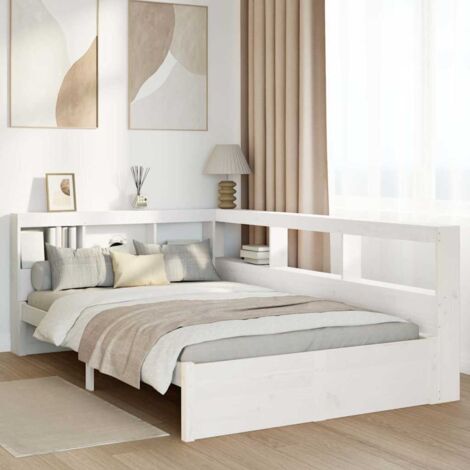 Bookcase Bed without Mattress White 90x190 cm Solid Wood Pine vidaXL (1/5)