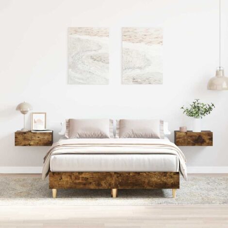 Bed Frame No Mattress Smoked Oak 135x190 cm Double Engineered Wood vidaXL (1/5)