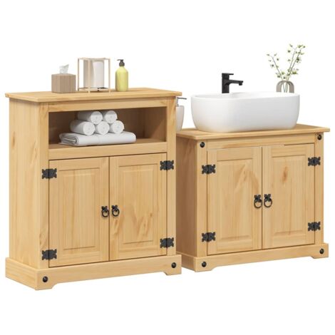 2 Piece Bathroom Furniture Set Corona Solid Wood Pine vidaXL (1/5)