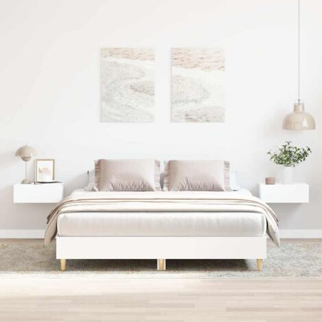 Bed Frame No Mattress White 150x200 cm King Size Engineered Wood vidaXL (1/5)