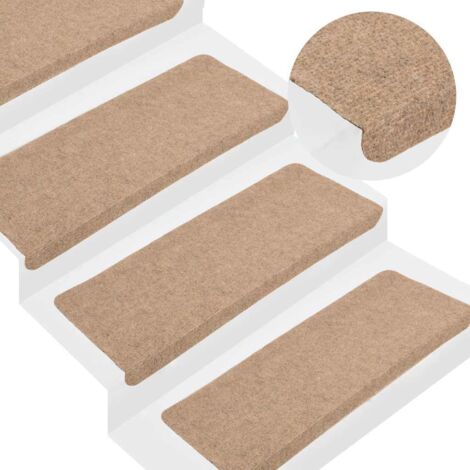 Stair Mats Self-adhesive 30 pcs Beige 65x24.5x3.5 cm vidaXL