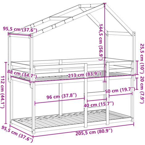 Bunk Bed without Mattress 90x200 cm Solid Wood Pine vidaXL