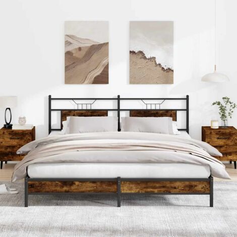 Bed Frame without Mattress Smoked Oak 183x213 cm Engineered Wood vidaXL
