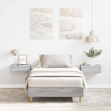 Bed Frame No Mattress Grey Sonoma 75x190 cm Small Single Engineered Wood vidaXL