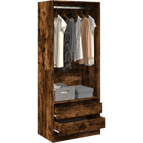 Wardrobe Smoked Oak 80x50x200 cm Engineered Wood vidaXL