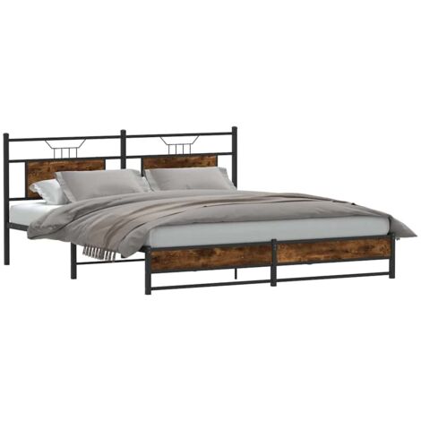 Bed Frame without Mattress Smoked Oak 160x200 cm Engineered Wood vidaXL