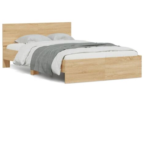 Bed Frame with Headboard and LED Sonoma Oak 120x190 cm Small Double vidaXL (1/5)