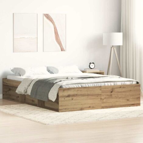 Bed Frame without Mattress Artisan Oak 140x190cm Engineered Wood vidaXL (1/5)
