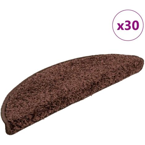 Stair Mats 30 pcs 56x17x3 cm Brown Half Round vidaXL