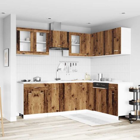 11 Piece Kitchen Cabinet Set Lyon Old Wood Engineered Wood vidaXL