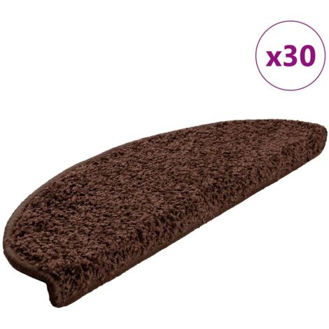 Stair Mats 30 pcs 65x21x4 cm Brown Half Round Large vidaXL
