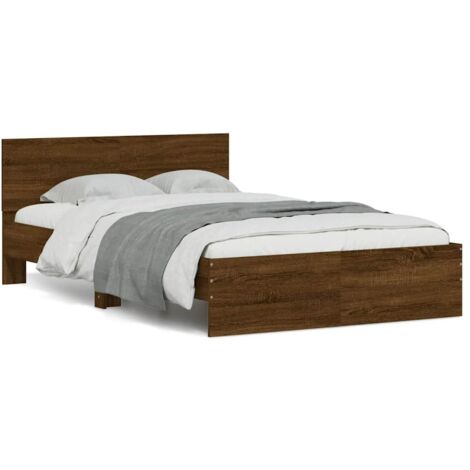 Bed Frame  Brown Oak  Engineered Wood, Plywood  Double  Bed Frame vidaXL (1/5)