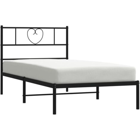Metal Bed Frame without Mattress with Headboard Black 75x190cm vidaXL (1/5)