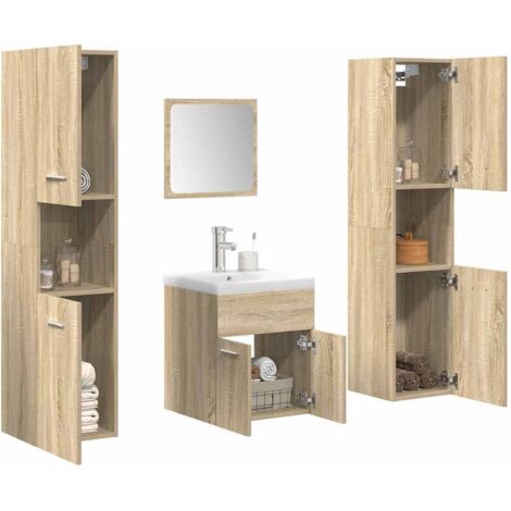 5 Piece Bathroom Furniture Set Sonoma Oak Engineered Wood vidaXL