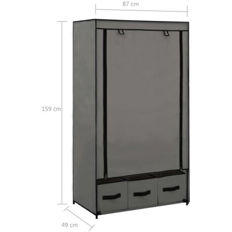 Wardrobe Grey 87x49x159 cm Fabric vidaXL