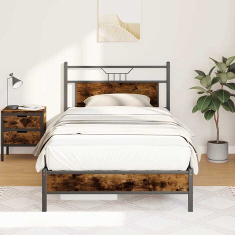 Bed Frame without Mattress Smoked Oak 100x190 cm Engineered Wood vidaXL