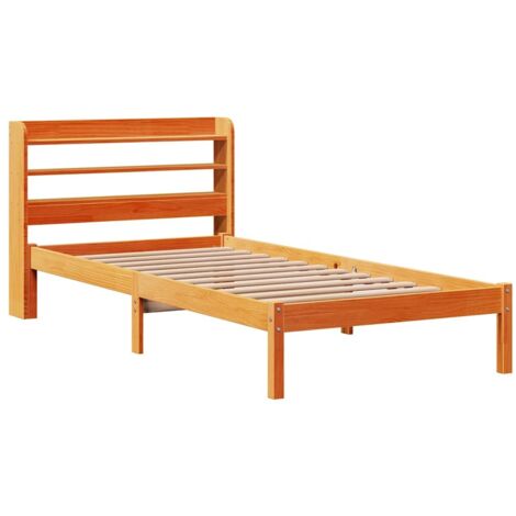 Bed Frame with Headboard without Mattress Wax Brown 75x190 cm Small Single vidaXL (1/5)
