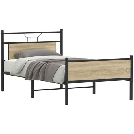 Bed Frame without Mattress Sonoma Oak 100x190 cm Engineered Wood vidaXL