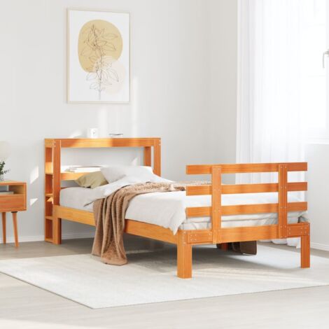 Bed Frame with Headboard without Mattress Wax Brown 100x200 cm vidaXL (1/5)