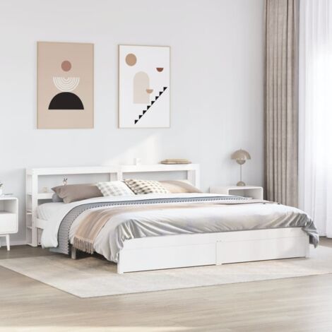 Bed Frame with Headboard without Mattress White 200x200 cm vidaXL (1/5)