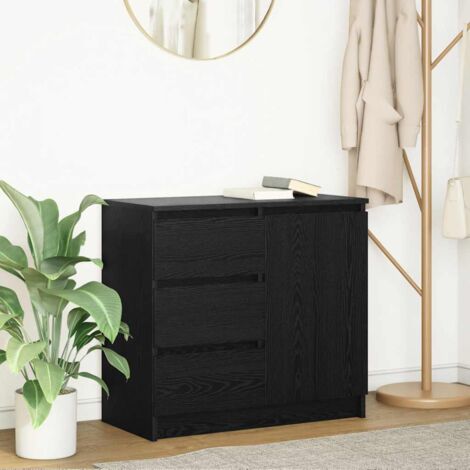Sideboard with Drawer Black Oak 71x35x65 cm Engineered Wood vidaXL (1/5)