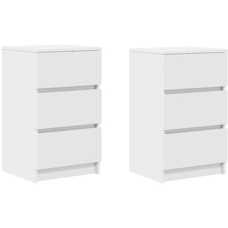 Bedside Cabinets with 3 Drawers 2 pcs White 39x35x65 cm vidaXL