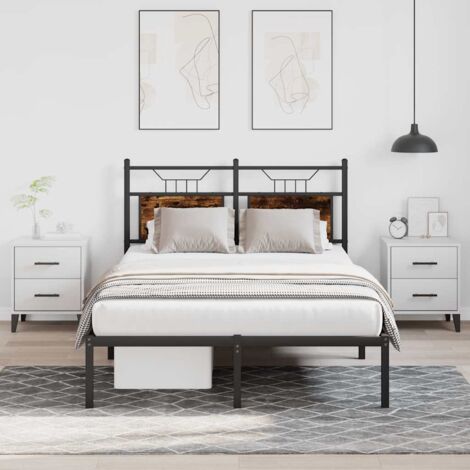 Bed Frame without Mattress Smoked Oak 120x190 cm Small Double Engineered Wood vidaXL (1/5)