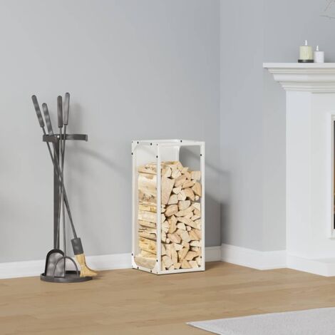 Firewood Rack White 25x25x60 cm Cold-rolled steel vidaXL