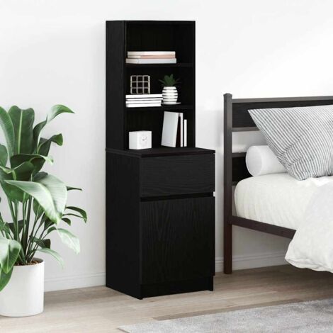 Bedside Cabinet Black 39x35x125 cm Engineered Wood vidaXL