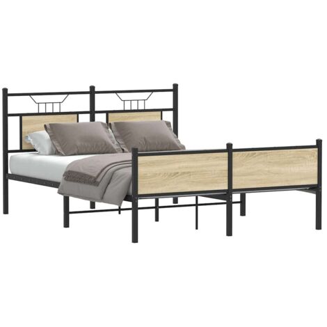 Bed Frame without Mattress Sonoma Oak 140x190 cm Engineered Wood vidaXL