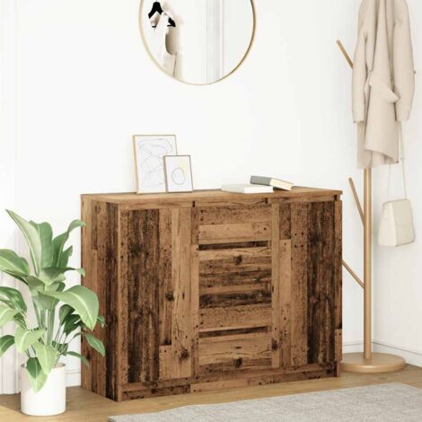 Sideboard with Drawers Old Wood 100.5x35x76 cm Engineered Wood vidaXL (1/5)