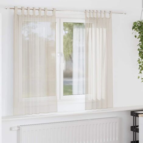 Voile Curtains with Tab Top 2 pcs Cream vidaXL