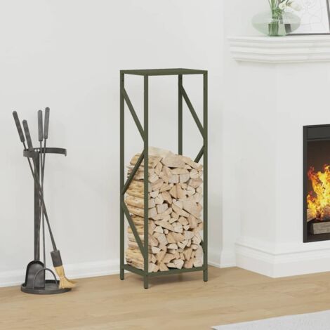 Firewood Rack Olive Green 34x25x100 cm Cold-rolled steel vidaXL