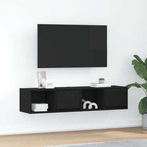 TV Cabinets 2 pcs Black Oak 60x31x25.5 cm Engineered Wood vidaXL