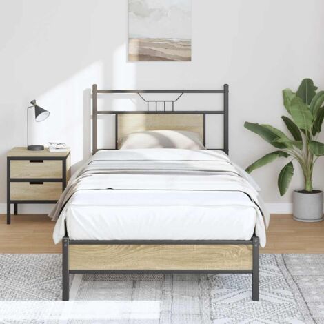Bed Frame without Mattress Sonoma Oak 90x200 cm Engineered Wood vidaXL