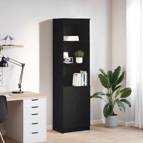 Highboard Black Oak 50x35x180 cm Engineered Wood vidaXL