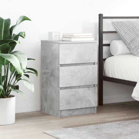 Bedside Cabinet with 3 Drawers Concrete Grey 39x35x65 cm vidaXL