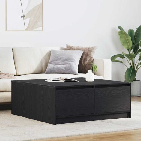 Coffee Table with Drawers Black Oak 100x100x40 cm vidaXL (1/5)